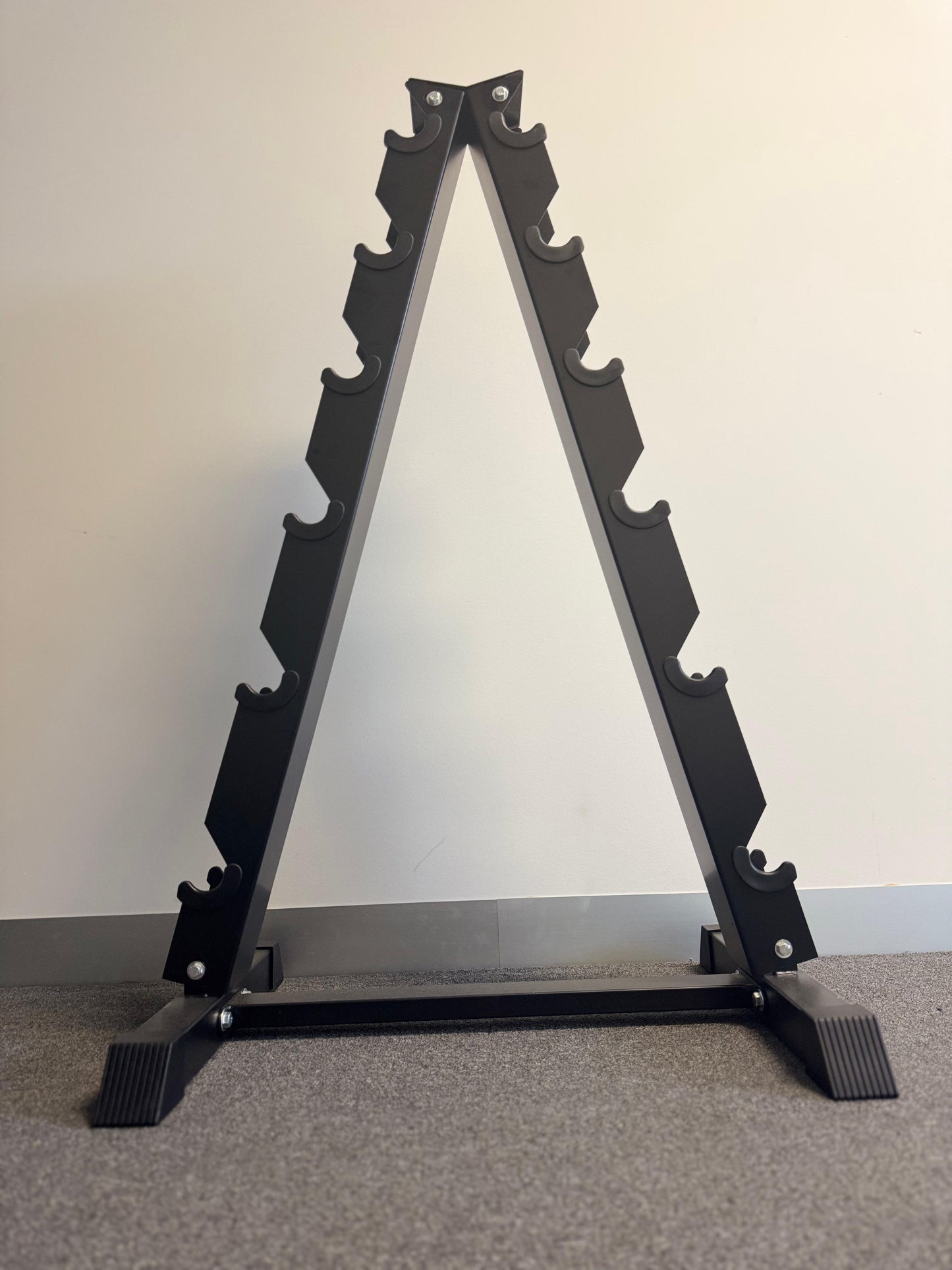 100 kg Rubber Hex Dumbbell Set with A Frame Rack – (5 kg–20 kg Pairs)