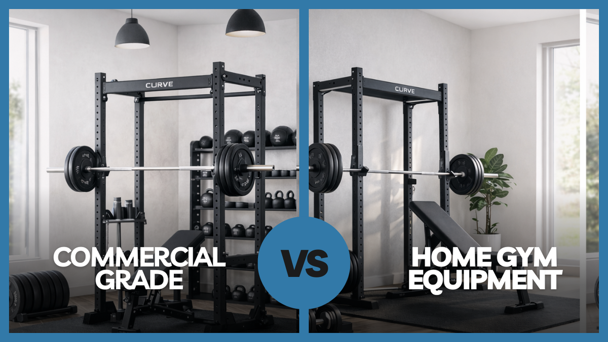 An image of Curve Fitness Commercial Grade vs Home Gym setup 