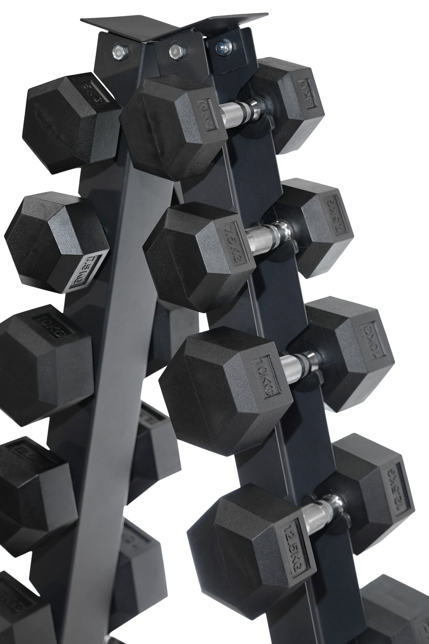6 Pairs Hex Dumbbells PLUS Dumbbell Rack (105 kg | 2.5kg–15kg | A-shaped Rack)