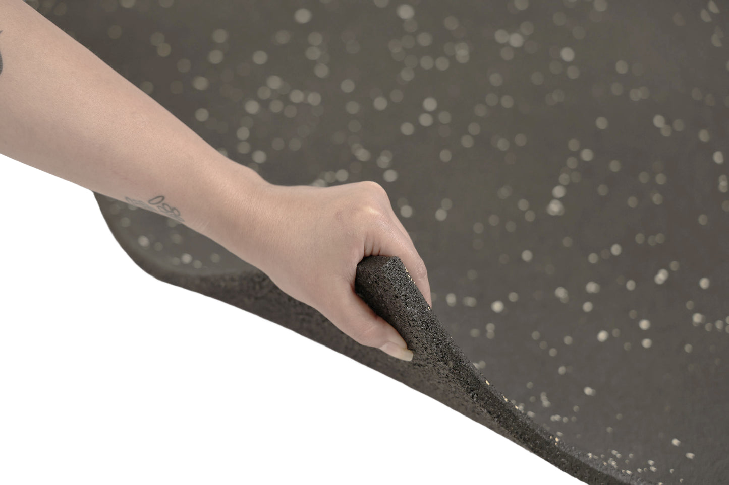 Rubber Gym Mats – Plain Black with White Speckles (15mm x 1m x 1m)