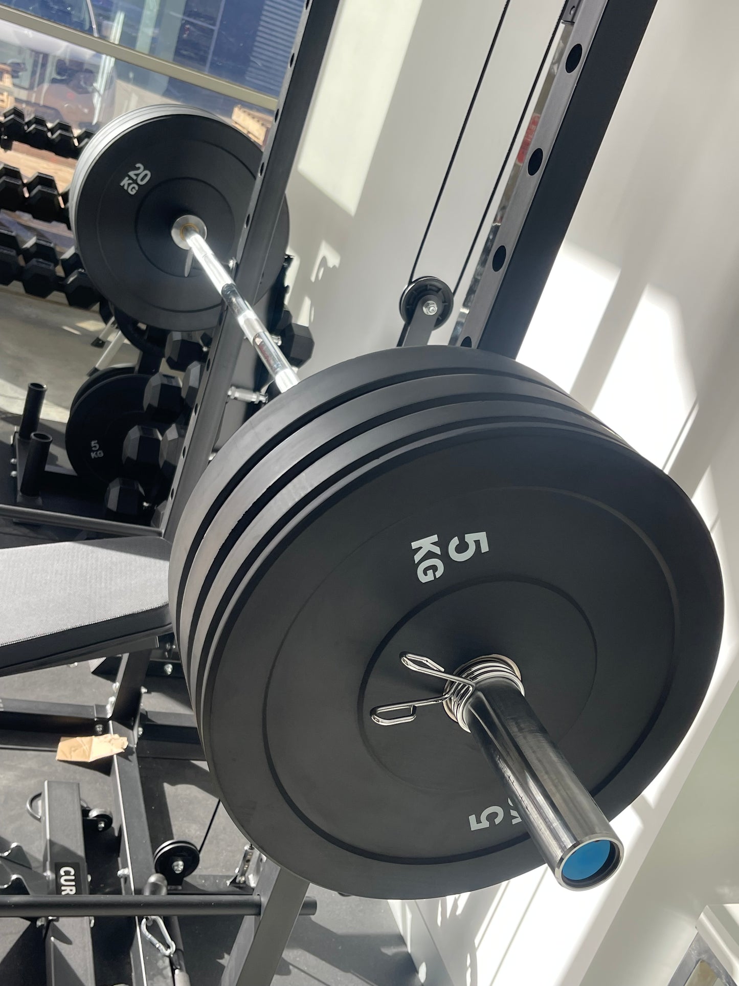 Black Olympic Bumper Plates - 100kg kit PLUS Olympic Barbell (2.2m | 20kg)