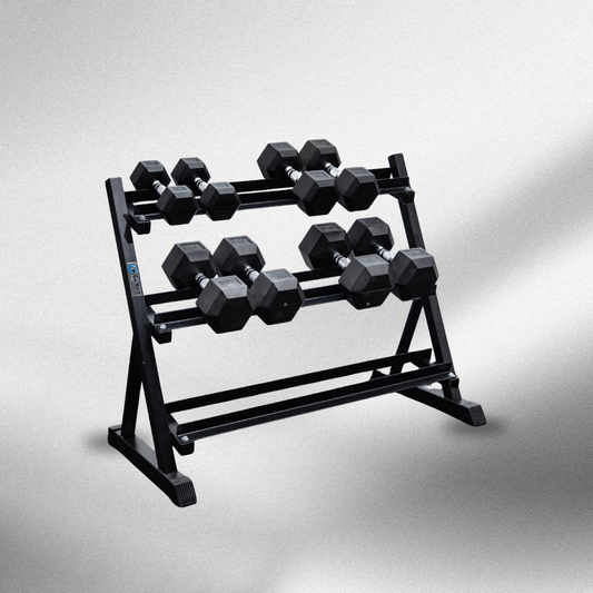 4 Pairs Hex Dumbbells PLUS Dumbbell Rack (100 kg | 5kg–20kg | 1.1m 3-tier Rack)
