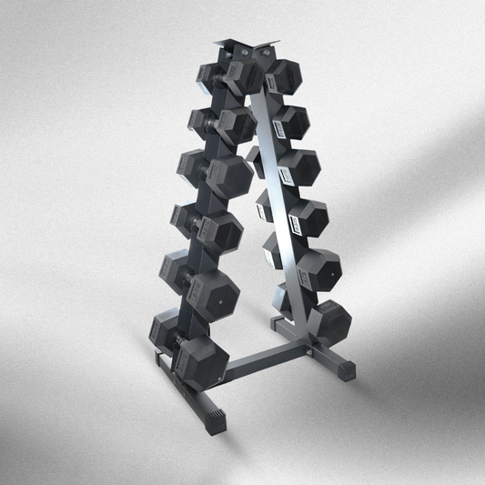6 Pairs Hex Dumbbells PLUS Dumbbell Rack (105 kg | 2.5kg–15kg | A-shaped Rack)