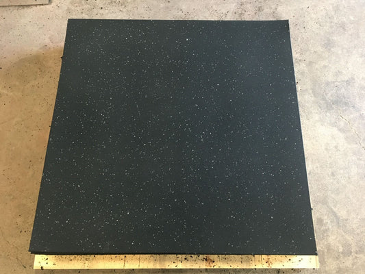 Curve Fitness Rubber Gym Mats - Plain Black with White Speckles (Top Fine Particles & Bottom Large Particles; 15mm x 1m x 1m)