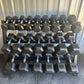385kg Rubber Hex Dumbbell Set –12 Pairs Complete Kit (5kg–30kg Pairs + Rack)
