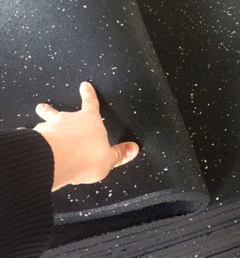 Curve Fitness Rubber Gym Mats - Plain Black with White Speckles (Top Fine Particles & Bottom Large Particles; 15mm x 1m x 1m)