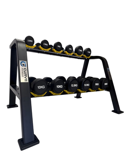 2-Tier Round Dumbbell Rack(Fits 6 pairs of Round Dumbbells)