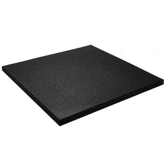 Black square foam pad on a white background