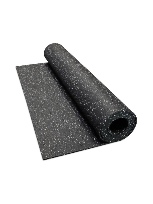 Curve Fitness Rubber Gym Mats - Plain Black with Grey Speckles (Top Fine Particles & Bottom Large Particles; 15mm x 1m x 1m)