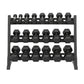 6-Pair Rubber Hex Dumbbell Set with Rack-155 kg Kit (2.5kg–25kg)
