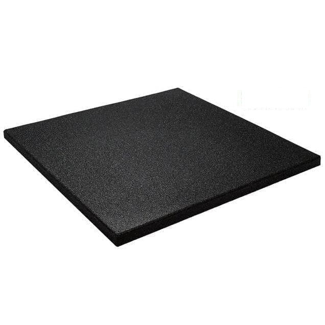 Curve Fitness Rubber Gym Mats - Plain Black (Top Fine Particles & Bottom Large Particles; 15mm x 1m x 1m)