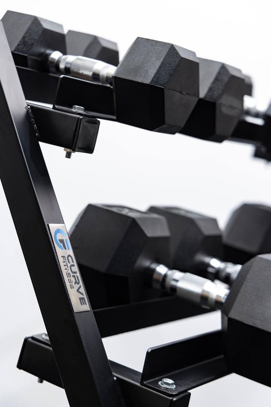 5 Pairs Hex Dumbbells PLUS Dumbbell Rack (150 kg | 5kg–25kg | 1.1m 3-tier Rack)